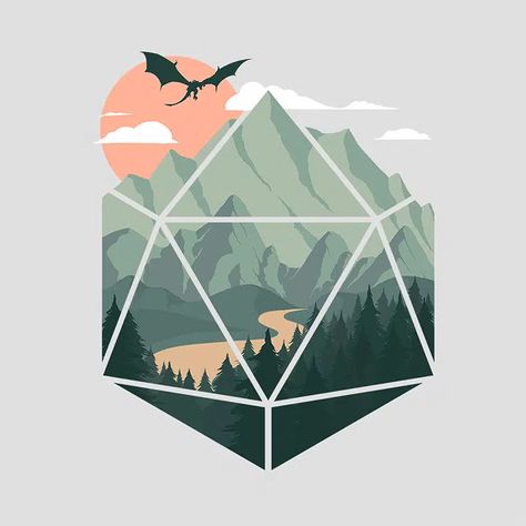 Simple Dnd Art, Dnd Logo Art, D20 Painting, Dnd Painting Ideas, Dnd Aesthetic Wallpaper, Dnd Dice Drawing, D20 Drawing, Dnd Tattoo Designs, D&d Tattoo