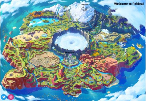 Pokemon Violet, Pokemon Scarlet And Violet, Pokémon Scarlet, Pokemon Scarlet, Accel World, Pokemon Regions, Fantasy World Map, Wild Pokemon, Map Ideas