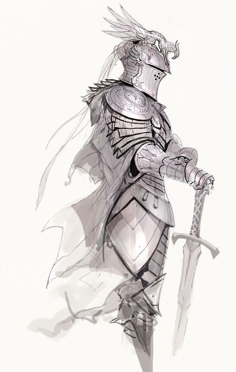 Knight Drawing Character Design, Knight Side Profile, Knight Side View, Warrior Drawing Reference, Knight Poses Drawing, Knight Drawing Reference, Knights Drawing, People Concept Art, Knight Pose