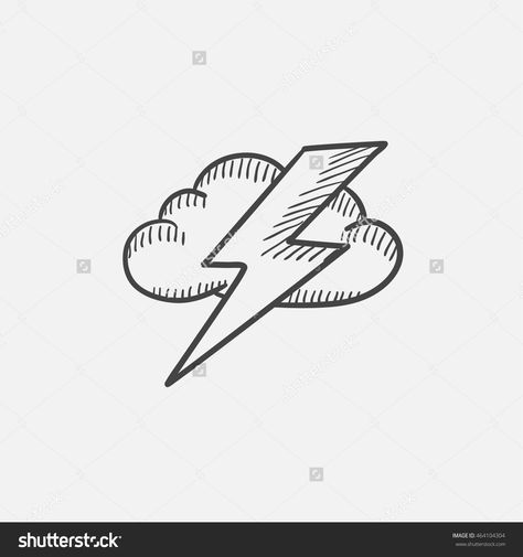 Traditional Lightening Bolt Tattoo, Cloud Lightning Bolt Tattoo, Traditional Tattoo Clouds, Lightning Sketch, Teacup Tattoo, Lightning Bolt Tattoo, Lightning Tattoo, Bolt Tattoo, Cloud Stencil