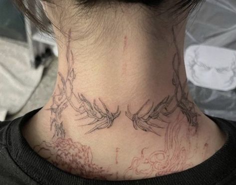 Nape Tattoo, Black Line Tattoo, Sigil Tattoo, Wicked Tattoos, Scary Tattoos, Time Tattoos, Eye Tattoo, Dope Tattoos, Simplistic Tattoos