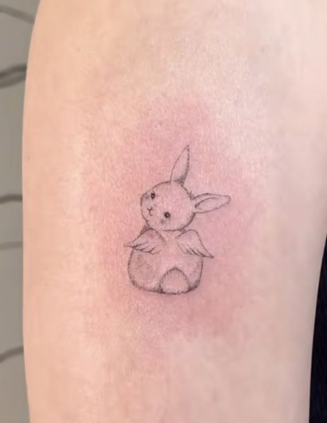 Soft Tattoo Aesthetic, Bunny Pfp, Soft Tattoo, Delicate Tattoos For Women, Bunny Tattoo, Purple Tattoos, Korean Tattoos, Bunny Tattoos, Tattoo Aesthetic