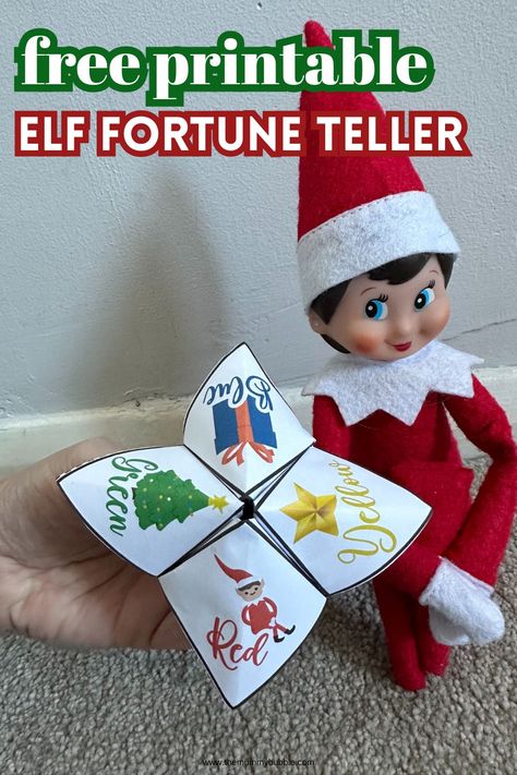 Easy Elf on the Shelf printable fortune teller Elf On The Shelf Joke Ideas, Elf On The Shelf Knock Knock Jokes, Christmas Fortune Teller, Elf On The Shelf Jokes Free Printable, Elf Scavenger Hunt Printable Free, Elf On The Shelf Games Free Printable, Elf Fun Cute Ideas, Elf On Shelf Printables Free, Free Elf On The Shelf Ideas