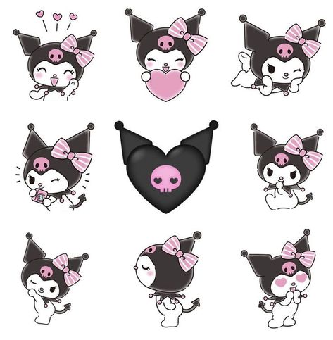 Cute Kuromi Stickers, Kuromi Stickers Printable Sheet, Kurumi Sticker, Kuromi Stickers Printable, Kuromi Widget, My Melody Stickers, Stickers Kuromi, Kuromi Sticker, Hello Kitty Widget