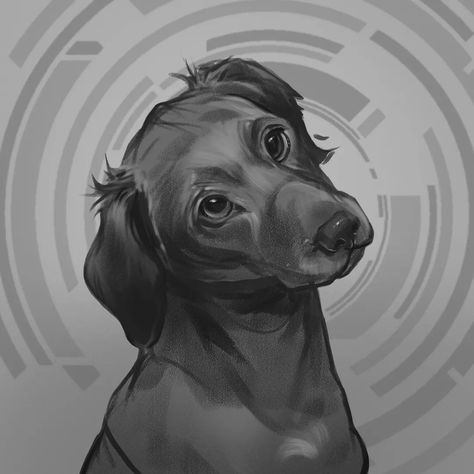 Stylized Dog Drawing, Realistic Dog Sketch, Digital Dog Drawing, Person With Dog Drawing Reference, Dog Poses Drawing, Dog Reference Drawing, Dog Sketching, Dog Character Design, Dog Drawing Reference