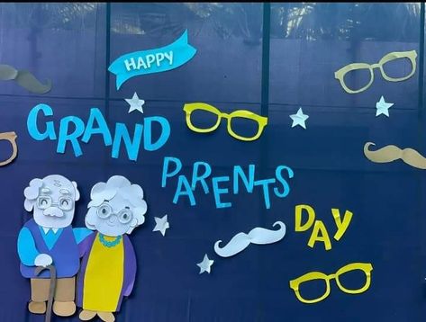 Grandparents Day Board Decoration, Grandparents Day Decoration Ideas, Grandparents Day Backdrop, Grand Parents Day Decoration In School, Grandparents Day Decorations For School, Grand Parents Day, Celebration Decorations, Grandparents Day Crafts, Happy Grandparents Day