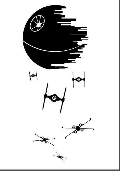 Return of the Jedi Tattoo design. Return Of The Jedi Tattoo, Starwars Stencils Templates, Starwars Small Tattoos, Star Wars Empire Tattoo, Star Wars Shoulder Tattoo, Star Wars Tattoo Designs Drawings, Tie Fighter Tattoo, Star Wars Line Art, Star Wars Tattoo Design