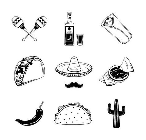 Taco Tattoos, Mexico Tattoo, Tacos Mexicanos, Mexican Tattoo, Petit Tattoo, Making Plant Pots, Theme Tattoo, Drawing Black, Tattoo Flash Art