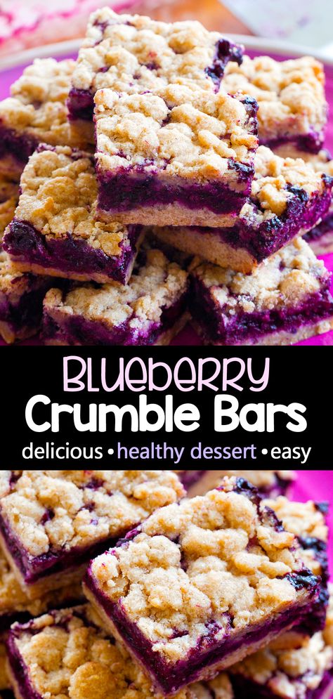 Fast Blueberry Dessert, Blueberry Bars Recipes, What To Do With Blueberries, Healthy Blueberry Bars, Healthy Blueberry Desserts, Easy Blueberry Crumble, Blueberries Recipes, Fruit Bars Recipe, Healthy Blueberry Recipes