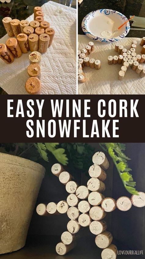 Wine cork crafts for Christmas. Cork Snowflakes, Wine Cork Snowflake, Christmas Cork Ornaments, Wine Cork Diy Projects, Wine Cork Crafts Christmas, Snowflake Diy, Cork Diy Projects, Cork Crafts Christmas, Wine Cork Diy Crafts