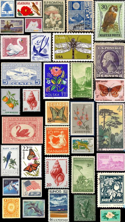 Stamp Collection Aesthetic, Letter Stamp Aesthetic, Stamps Aesthetic, Stamp Aesthetic, Stamp Drawing, Stamps Design, Postage Stamp Design, Revenue Stamp, Vintage Postage Stamps