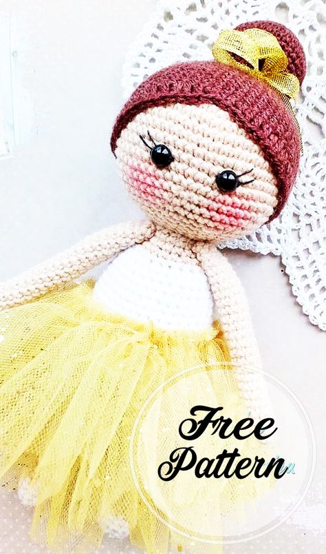 Doll Amigurumi Free Pattern, Crochet Unique, Crochet Geek, Crochet Dolls Free Patterns, Pola Amigurumi, Ballerina Doll, Crochet Amigurumi Free Patterns, Crochet Amigurumi Free, Crochet Free