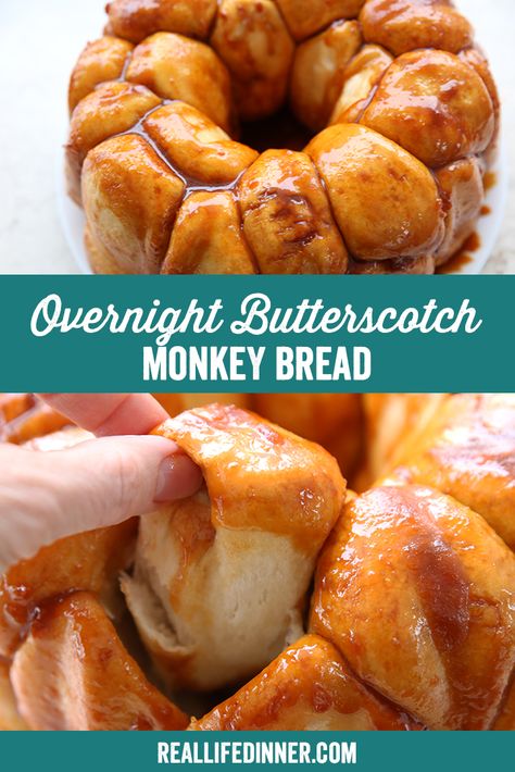 Butterscotch Monkey Bread, Christmas Monkey Bread, Overnight Monkey Bread, Rhodes Rolls Recipes, Caramel Monkey Bread, Easy French Bread Recipe, Homemade Monkey Bread, Fluffy Rolls, Butterscotch Recipes