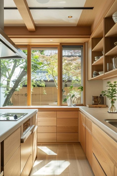 16 Japandi Kitchen Design Inspirations You Have To See! - My Decor Inspo Modern Japandi Kitchen, Japandi Kitchen Ideas, Japandi Style Kitchen, Japandi Kitchen Design, Japandi Kitchen, Modern Japandi, Prospect House, Japandi Interior Design, Scandinavian Kitchen Design