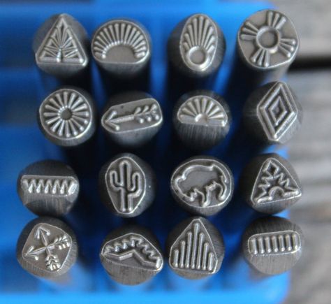 Southwest Metal Design Stamp 3/8 in.8mm approx image-Metal #gadget Metal Stamping Design, Metal Stamping Kit, Leather Stamping, Metal Embossing, Steel Stamp, Leather Stamps, Leather Carving, Stamping Tools, Design Stamps