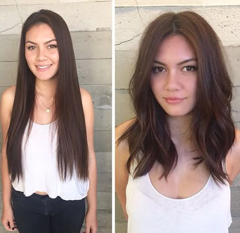 Chop Mid Back Hair With Layers, Babe Waves Hair, Mom Cuts Long Lengths, Ways To Style Medium Length Hair, Asian Lob Haircut, Longer Bob Hairstyles, Armpit Length Haircut, Hair Chop, Longer Layers