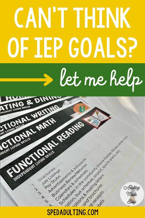 Calling all special education teachers! Are you struggling to write IEP goals for your special education students? Are you tired of spending hours writing IEP goals only to second-guess yourself. Let me take the stress and overwhelm out of writing IEP goals. Here are my favorite tips and resources to help you write stress-free IEP goals every time. Don’t forget to grab this FREE IEP Goal Bank so you can start writing better IEP goals today! Iep Goals For Severe And Profound, Writing Iep Goals And Objectives, Iep Goals For High School Students, Iep Writing, Iep Goal Tracking, Special Education Classroom Setup, Special Education Organization, Resource Teacher, Vocational Activities