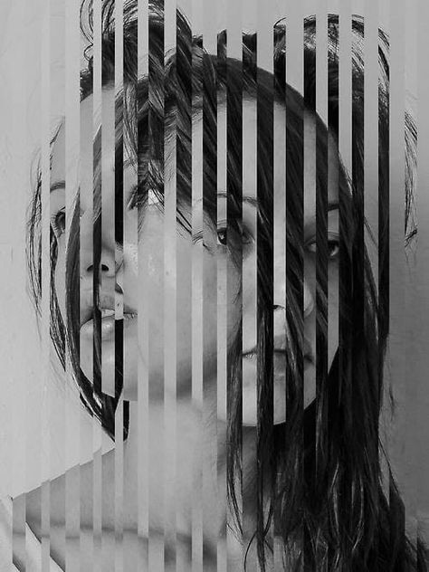 Angles Art Reference, Distorted Reality Photography, Physical Manipulated Photography, Hidden Identity Art, Deconstruction Aesthetic, A Level Photography Ideas, Old Vs New Art, Fractured Portrait, Lenticular Photography