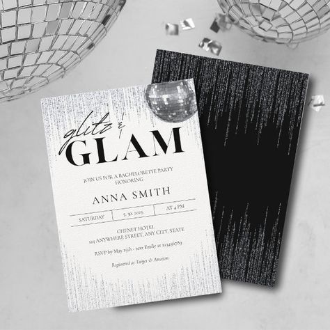 Disco Engagement Party Invitations, Disco Glam Party Invitation, Glitz And Glam Invitation Template, Glitz And Glam Decor Party, Disco Ball Party Invitation, Glitz And Glam 30th Birthday, Glitz And Glam Invitations, Disco Theme Invitations, Glitz And Glamour Party Decorations