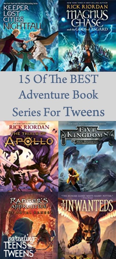 15 Of The Best Adventure Book Series For Tweens #Tweens #PreTeens #TweenBooks #TweenBookSeries #Books #BookSeries #Kids #BookSeriesfor12YrOlds #BookSeriesforBoys #BooksSeriesforGirls #BookSeriesforTweenBoys #BookSeriesforTweenGirls #BooksforKids #Booksfor10YrOlds #Booksfor11YrOlds Book Series For Boys, Best Adventure Books, The Land Of Stories, Apps For Teens, Rick Riordan Series, Middle Grade Books, Parenting Inspiration, Parenting Books, Story Arc