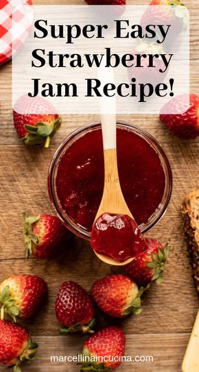 This Strawberry Jam is so easy and fun to make in the microwave! Make the most of seasonal strawberries or use frozen berries, the results are equally good. Plus the homemade jam has a quality and taste that no store bought variety can match. #microwaverecipe #strawberryjam #easystrawberryjam #strawberryrecipes #jamrecipe #howtomakejam Strawberry Jelly From Frozen Strawberries, Easy Strawberry Jam Recipe Without Pectin, Frozen Strawberry Jam, Strawberry Jam Recipe Without Pectin, Easy Strawberry Jam Recipe, Scones And Jam, Frozen Fruit Recipes, Easy Strawberry Jam, Strawberry Jam Recipe