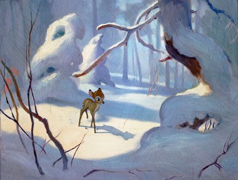 Jim Salvati Bambi 1942, Animation Disney, Gif Disney, Disney Fine Art, Disney Animals, Art Winter, Art Disney, A Deer, Disney Films