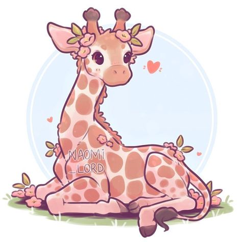 Cute Giraffe Drawing, Naomi Lord Art, Naomi Lord, Giraffe Drawing, Baby Animal Drawings, Cartoon Giraffe, Giraffe Art, Cute Kawaii Animals, Animated Animals