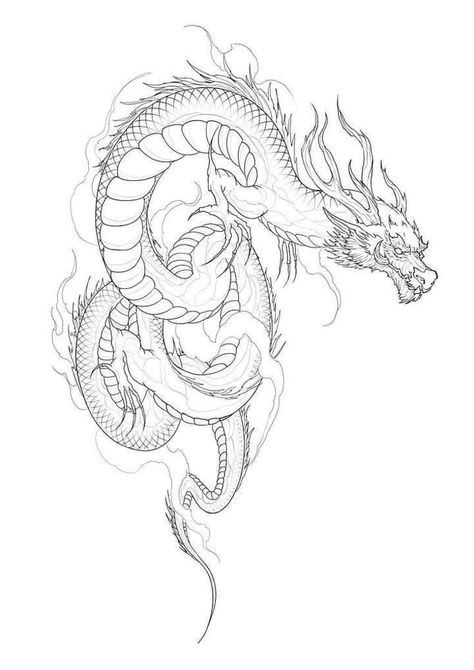 Japanese Tattoo Linework, Chinese Dragon Tattoo Stencil, Dragon Chino Tattoo, 1 Of 1 Tattoo, Dragon Tattoo Outline, Dragon Tattoo Shoulder, Dragon Tattoo Stencil, Tattoo Stencil Designs, Dragon Tattoo Drawing