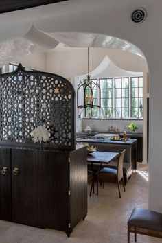 A Modern Moorish Inspired Kitchen - Granada Tile Cement Tile Blog | Tile Ideas, Tips and More Pavilion Kitchen, Desert Kitchen, Moroccan Kitchen, False Wall, Kitchens Ideas, Spanish Modern, Kitchen Island Bar, Alys Beach, House Dream