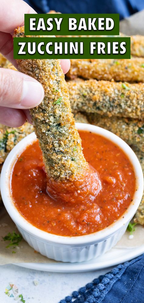 These Baked Parmesan Zucchini Fries are the perfect kid-friendly recipe when you're looking for a healthy alternative to traditional fries. Simply dip zucchini sticks into flour, egg wash, and a Parmesan cheese and Italian breadcrumb mixture, then bake them in the oven for a crispy side. This quick and easy snack will be making a regular appearance in your kitchen all summer long! Zucchini Fries Baked, Zucchini Fries Recipe, Baked Parmesan Zucchini, Baked Zucchini Fries, Parmesan Zucchini Fries, Parmesan Fries, Zucchini Sticks, Baked Zucchini, Healthy Italian