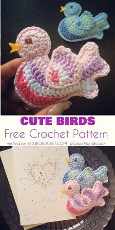 Crochet Birds Free Pattern, Bird Crochet, Crochet Bird, Crochet Bird Patterns, Crochet Applique Patterns Free, Crochet Birds, Crochet Decoration, Crochet For Home, Easter Crochet