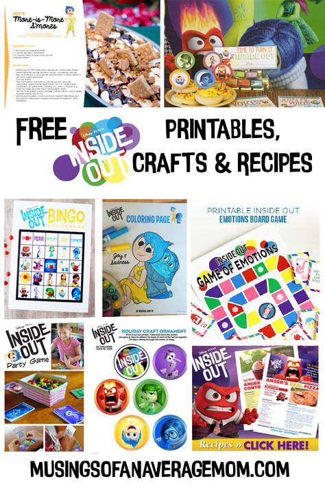 Free Inside Out Printables, games, crafts and recipes Disney Crafts Printables, Inside Out Crafts Preschool, Inside Out 2 Crafts, Inside Out Crafts For Kids, Inside Out 2 Activities For Kids, Inside Out Movie Activities, Inside Out Games For Kids, Inside Out Activities For Kids, Inside Out Activities