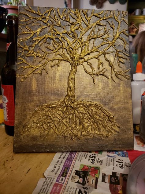 Hot glue tree of life Hot Glue Art On Canvas, Beach Canvas Paintings, Hot Glue Art, Cute Easy Paintings, Glue Art, Black Canvas Paintings, Canvas Drawing, Simple Canvas Paintings, Easy Canvas Painting