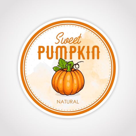 Pumpkin Logo, Pumpkin Background, Pumpkin Stickers, Pumpkin Pumpkin, Sweet Pumpkin, Round Labels, Watercolor Background, Vector Photo, Gourds