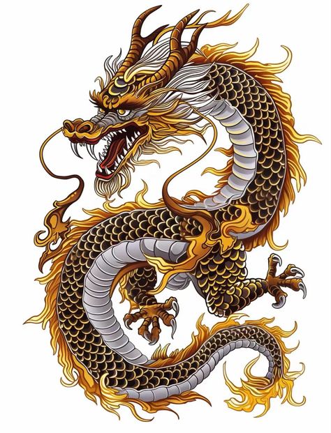 Colour Dragon Tattoo, Cool Dragon Drawings, Chinese Dragon Drawing, Tattoo Colour, Chinese Dragon Art, Dragon Tattoo Art, Dragon Sleeve Tattoos, Dragon Artwork Fantasy, Spirit Animal Art