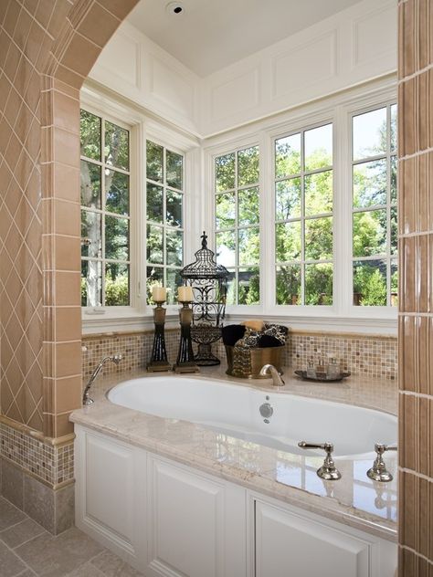 Traditional Bathroom Designs, Tub Surround, Beautiful Windows, Up House, Dream Bathrooms, Traditional Bathroom, Bath Tub, Ideas Pictures, Beautiful Bathrooms