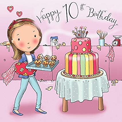 Birthday Card For Girl, Happy Birthday Calligraphy, Happy Birthday Illustration, Birthday Wishes For Kids, Birthday Gift Wrap, Happy 10th Birthday, Cute Happy Birthday, Birthday Illustration, Happy Birthday Girls