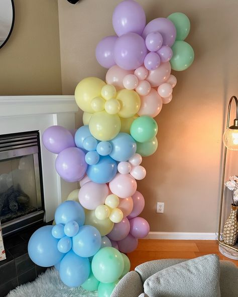 Rainbow Baby Shower 🌈 8’ garland, custom rainbow arch, & party poofs all in a mixed pastels color palette ✨ Pastels Color Palette, Rainbow Arch, Rainbow Baby Shower, Pastel Colour Palette, Rainbow Baby, Baby Shower Themes, Pastel Colors, Color Palette, Arch