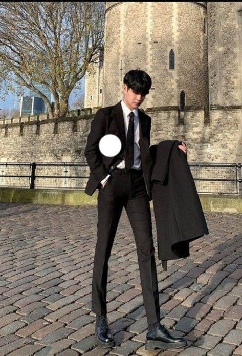 Male Office Outfit, Male Formal Outfits, All Black Formal Outfits, Korean Outfits Men, Formal Boys Outfit, Black Shoes Outfit, Book Man, Korean Suit, Korean Street Fashion Men