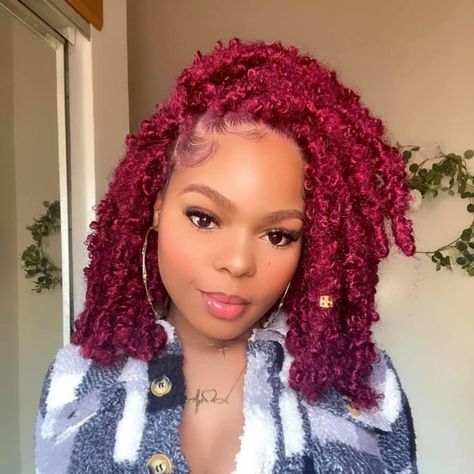 Burgundy Butterfly Locs, Red Butterfly Locs, Braids 2023, Cuban Twist Hair, Red Hairstyles, Locs Styles, Afro Twist, Butterfly Locs, Amazing Hairstyles