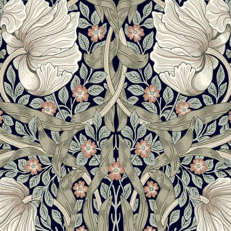 1880s Wallpaper, Pimpernel Wallpaper Bathroom, William Morris Pimpernel Wallpaper, Umber Wallpaper, Studio Mcgee Wallpaper, Mcgee Wallpaper, Wainscoting With Wallpaper, Morris And Co Wallpaper, Pimpernel Wallpaper