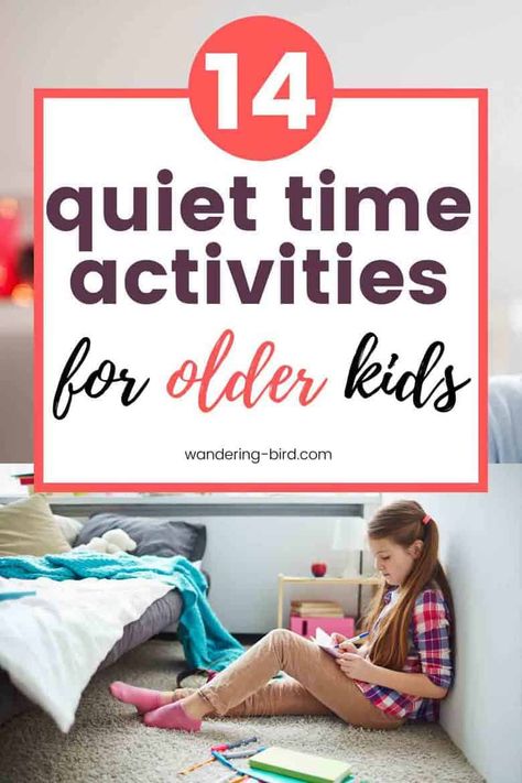 Need quiet time activities for older kids, tweens and teenagers? Looking for ideas for independent things they can do so YOU can get stuff done- or get 2 minutes to yourself!! These are perfect quiet activities for kids for any time of the day. #kids #activities #quiettime School Age Quiet Activities, Quiet Time Activities For Elementary, Kids Quiet Time Activities, Quiet Activities For School Age Kids, Independent Kids Activities, Big Kid Activities, Kids Independent Activities, Older Kid Activities, Busy Boxes For Older Kids