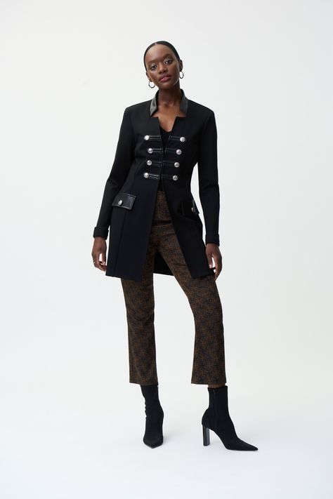 Joseph Ribkoff Winter 2022 - Coat - 224078 - The Coach Pyramids Winter 2022 Style, Modest Pants, 2022 Style, Trim Jacket, Long White Dress, Joseph Ribkoff, Winter 2022, Women Clothing Boutique, Celebrity Dresses