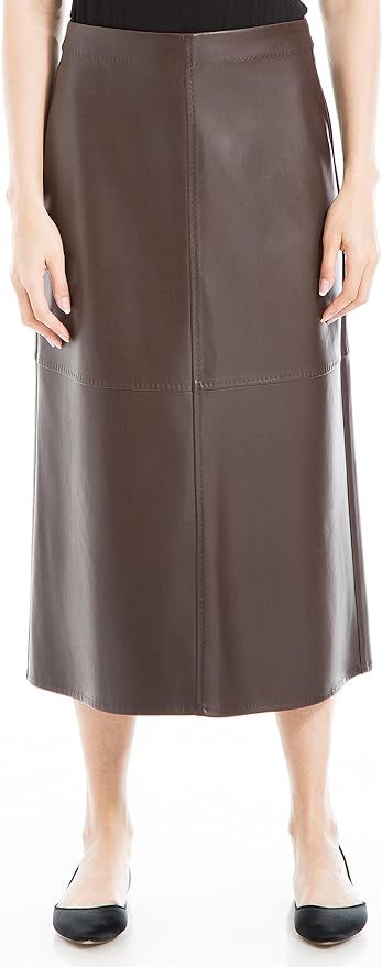 Max Studio Women's Faux Leather A-line Midi Skirt at Amazon Women’s Clothing store Leather A Line Skirt, Essential Wardrobe Pieces, Essential Wardrobe, Leggings And Socks, Stylish Skirts, Aline Skirt, Faux Leather Skirt, Max Studio, Women Skirts Midi