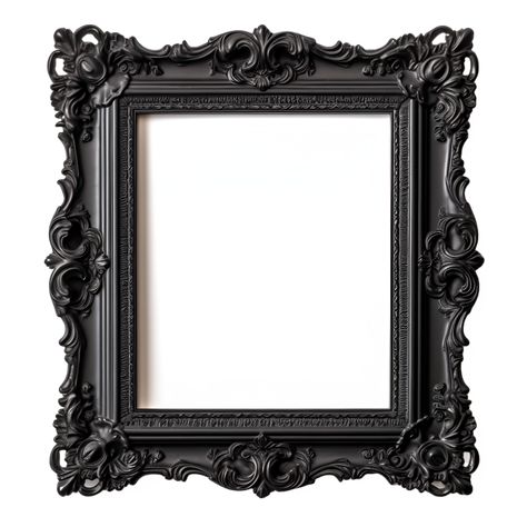 Black Ornate Frame, Picture Frame Sketch, Gothic Frame Drawing, Photo Frame Border Design, Gothic Picture Frames, Hannibal Clock, Rentry Pngs, Goth Frame, Gothic Picture Frame