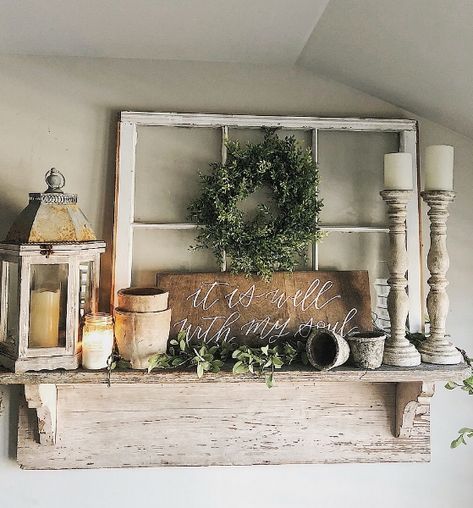 A Farmhouse Shelf Styled Three Different Ways — She Gave It A Go Farmhouse Shelves Decor, Diy Farmhouse Decoration, Farmhouse Shelf, Decoration Shabby, Farmhouse Shelves, Farmhouse Remodel, Farmhouse Decoration, Farmhouse Decor Living Room, Diy Farmhouse Decor