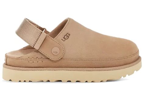 Women's UGG Goldenstar Clog Driftwood Sneakers in Driftwood (W) Suede Shoes Women, Suede Clogs, Platform Clogs, Clog Sandals, Mens Uggs, Classic Boots, Slipper Sandals, Clogs Shoes, Womens Clogs