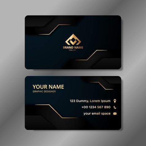 Elegant business card template with abst... | Premium Vector #Freepik #vector #black-card #geometric-business-card #golden-visiting-card #black-business-card Haven Logo, Business Card Design Minimal, Business Card Design Ideas, Free Business Card Design, Black And White Lion, Abstract Futuristic, Gold Business Card, Minimal Business Card, Card Design Ideas