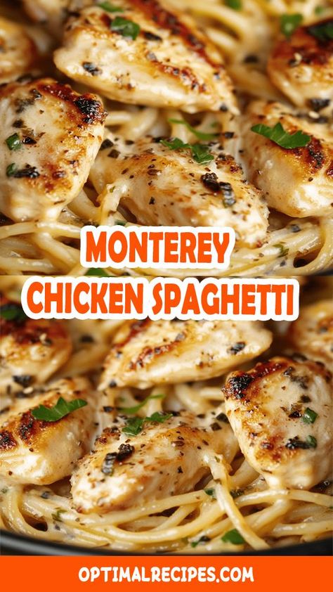 Monterey Chicken Spaghetti, Quick Easy Family Dinners, Comfort Food Casserole, Easy Chicken Spaghetti, Baked Chicken Spaghetti, Easy Comfort Food Dinners, Easy Asparagus Recipes, Monterey Chicken, Chicken Spaghetti Casserole