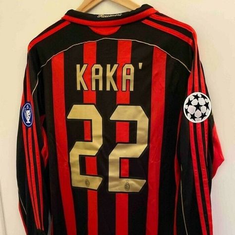 Kaka Long Sleeve Retro AC Milan Jersey Kaka Jersey, Ac Milan Jersey, Ac Milan Kit, Ricardo Kaka, Spiderman Gifts, Streetwear Ideas, Vintage Jerseys, Ac Milan, Soccer Cleats